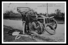 Circuit de la Sarthe 1906 - Les petites Misères du Chauffeur - La Crevaison