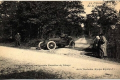 Circuit de la Sarthe 1906 - Virage dangeureux sur la route Forestière de Vibraye