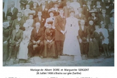 Brains sur Gée - Mariage - DORE Albert et SERGENT Marguerite - 28 juillet 1908 - Vue 01 (Sylvie Leveau)