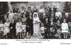 Semur en Vallon - Mariage - ROGERIE André et MINIER Olga - 1945 - Vue 02 (Michel Rogerie)