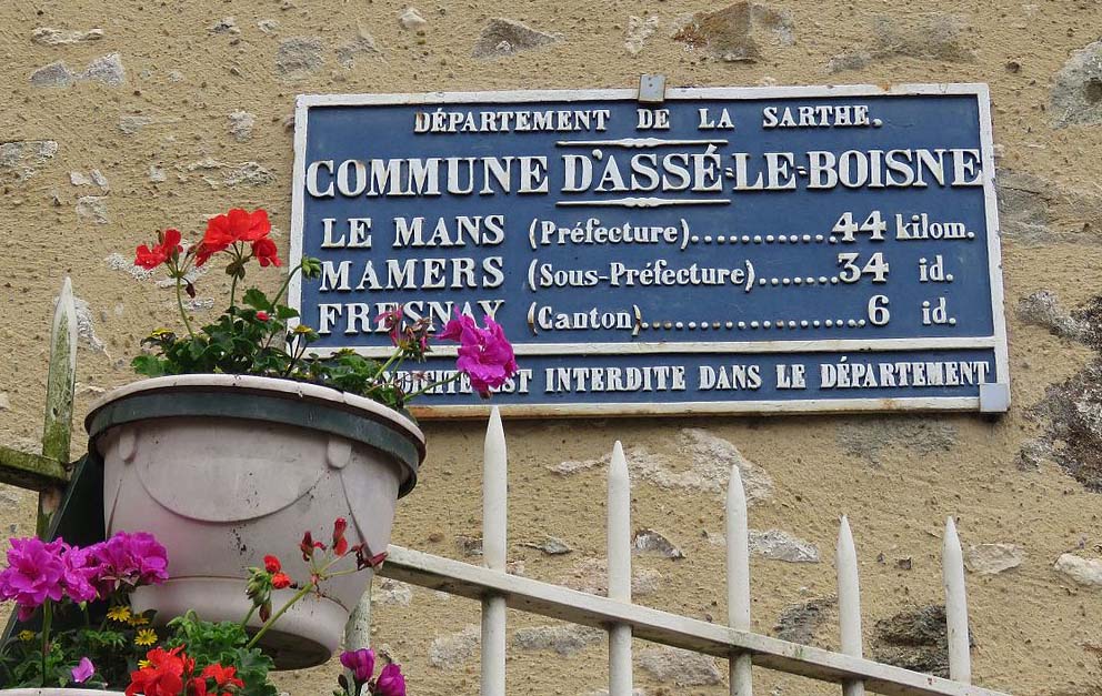 Assé le Boisne, rue de la Motte - Plaque de cocher - Le Mans - Mamers - Fresnay (Source Internet, Yodaspirine)