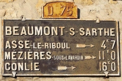 Beaumont sur Sarthe - Plaque de cocher - Assé le Riboul - Mézières sous Lavardin - Conlie (Source Internet, Pymouss)