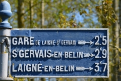 Moncé en Belin, près de la route de la Claverie - Plaque de cocher - Gare de Laigné Saint Gervais - Saint Gervais en Belin - Laigné en Belin (San Doni)