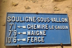 Souligné Flacé, route de Flacé - Souligné sous Vallon jusqu'en 1935 - Plaque de cocher - Chemiré le Gaudin - Maigné - Fercé (Carole Crenais)