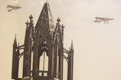 Le Mans - Cathédrale Saint Julien - Le Sommet de la Tour de la Cathédrale - Fêtes d'Aviation, 28 août 1911 - Les Aviateurs au dessus de la Ville